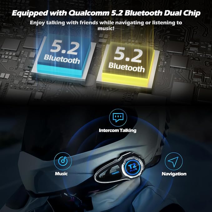 Motorcycle Bluetooth Headset T2Plus Dual Chip MESH Intercom 10-Way Motorcycle - Image 2