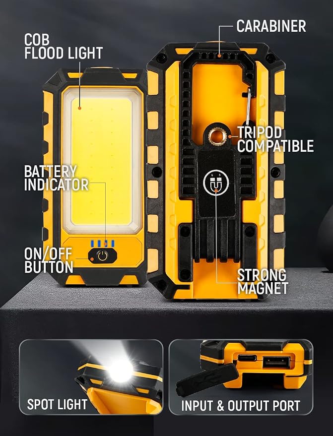 LED Rechargeable Magnetic Work Light 40W 1500Lumens, Hanging Hook 4 Lighting - Image 4