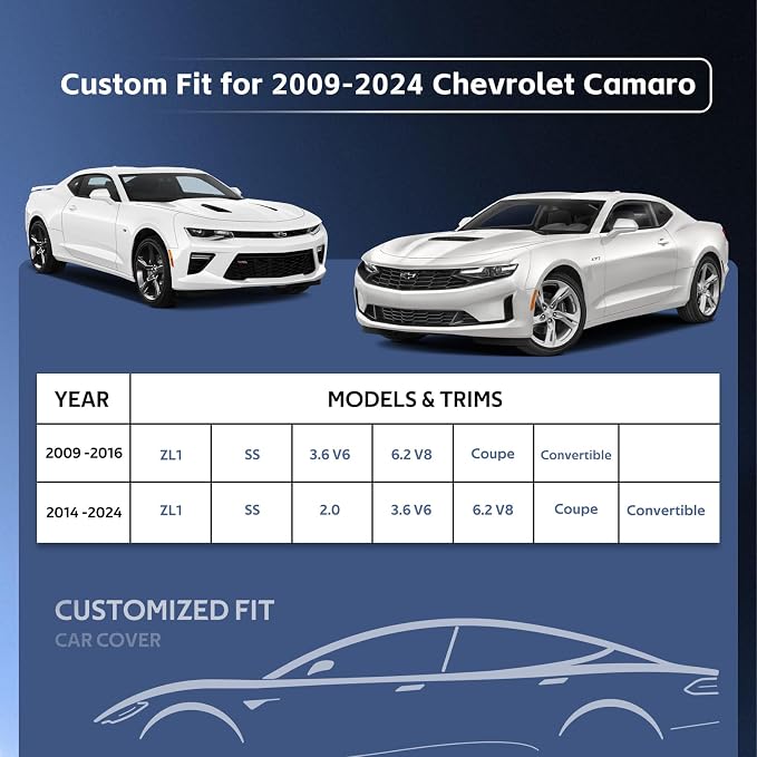 10 Layers Car Cover Custom Fit for Chevy Camaro, Waterproof All Weather for - Image 3