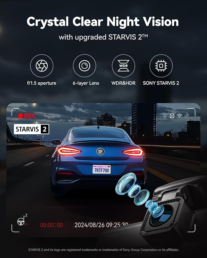 REDTIGER 4K Dash Cam Front and Rear, STARVIS 2 Sensor, 64GB Card Included - Image 3
