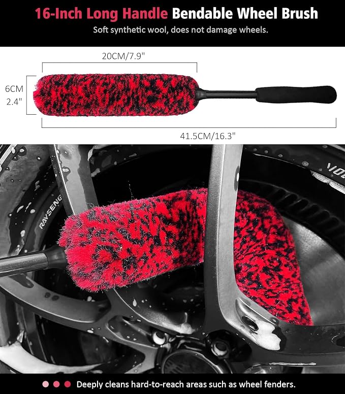 6PCS Motorcycle Cleaning Kit, Wool Wheel Brush, Tire and Chain Brush, Detailing - Image 6