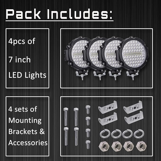Round LED Off Road Lights 210W 21000lm, Trucks Tractor LED Work Lights - Image 6