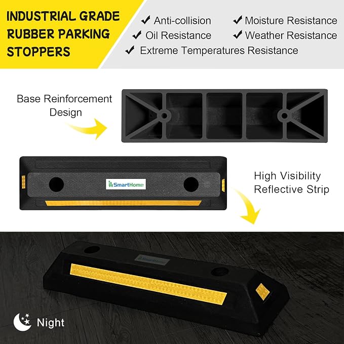 Car Parking Stopper – 2PCs Heavy Duty Rubber Curb Car Stop - Image 3