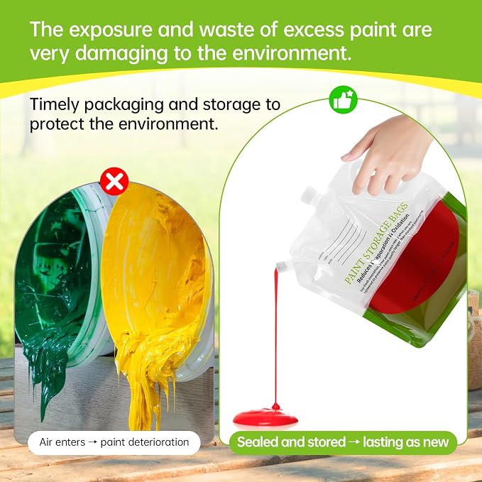 4 Pcs Paint Storage Pack Bags, 1.2L Reusable Paint Saver Bags - Image 3