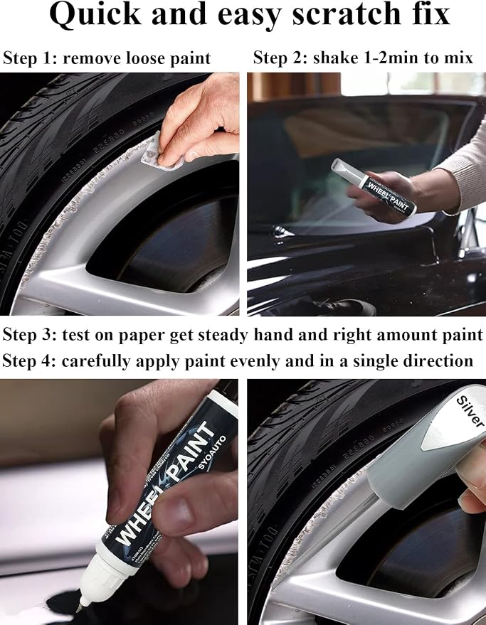 SYOAUTO Black Rim Touch Up Paint Rim Scratch Repair Pen Wheel Touch Up Paint - Image 5
