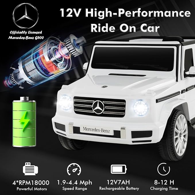 HONEY JOY Ride On Car, 12V Licensed Mercedes Benz G500, Battery Powered Ride On - Image 2