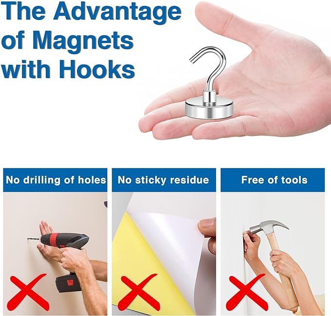 LOVIMAG Magnetic Hooks for Cruise Cabins, 80LBS Magnet Hooks Heavy Duty for - Image 7