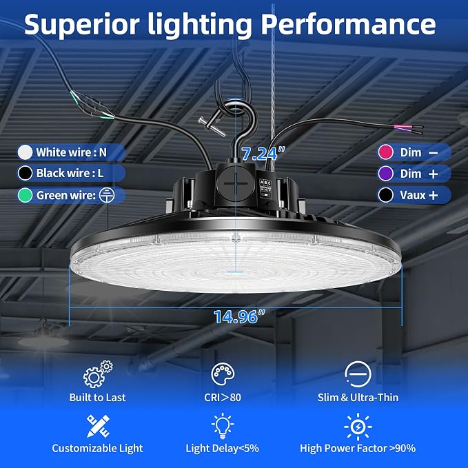480V LED High Bay Light 300W 240W 200W Adjustable UFO Light 42000LM ETL DLC - Image 7