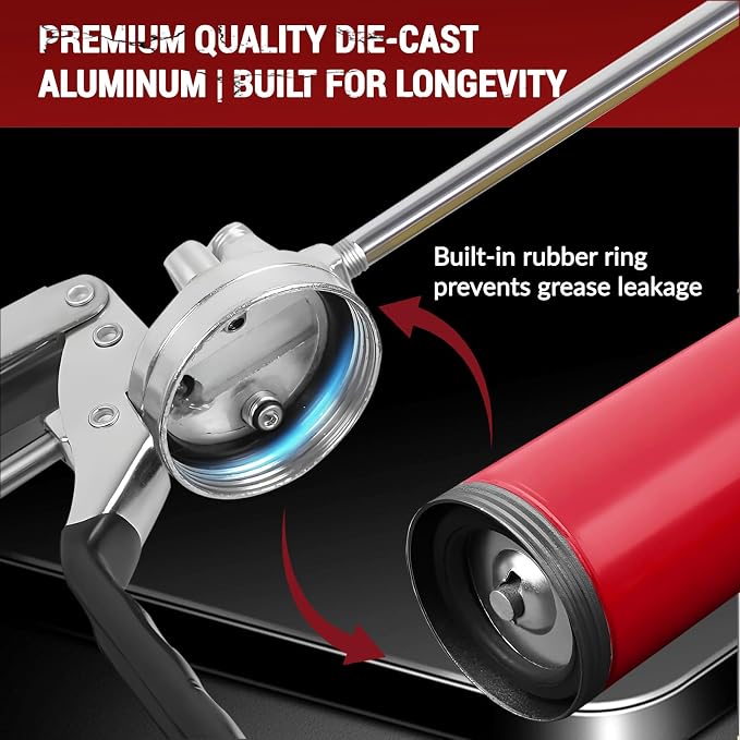 Heavy Duty Grease Gun Kit, 8000 PSI Professional Pistol Grip 14 oz Load - Image 6
