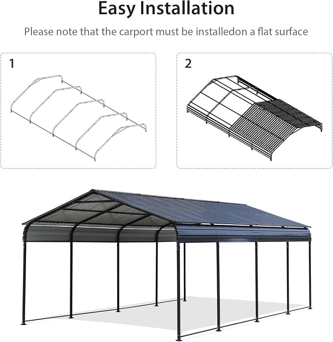 Verano Garden 12 x 20 FT Metal Carport, Heavy Duty Carport Canopy - Image 7