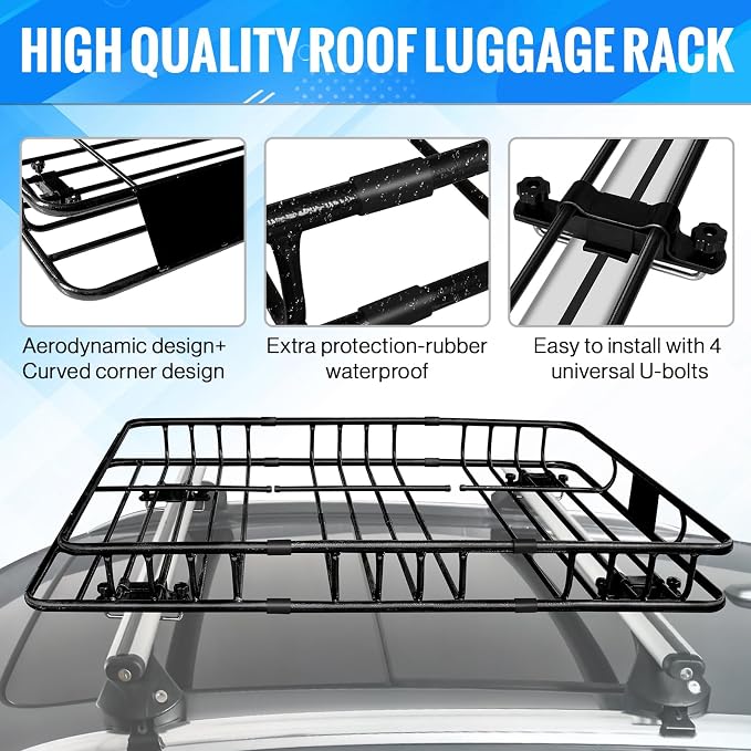 Heavy Duty 58"X36"X5" Roof Rack Basket Universal Rooftop Carrier - Image 6