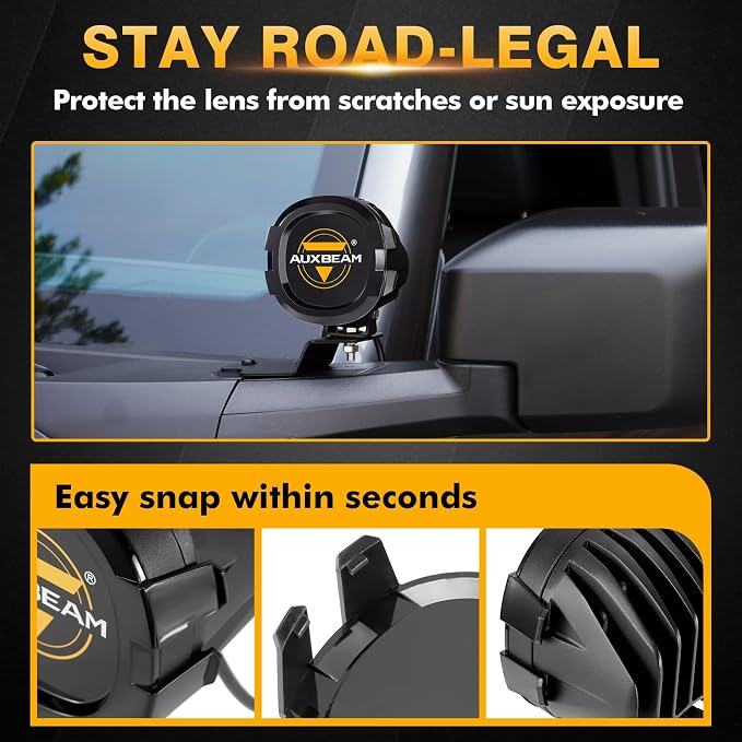 Auxbeam P4 Series Round Protective Light Covers, 4 Inch Black Offroad LED Pods - Image 4