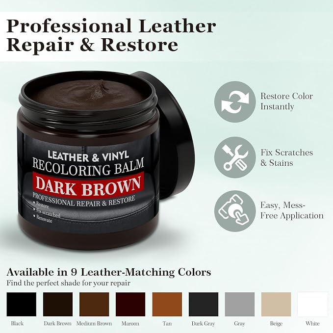 Leather Color Restorer, Leather Recoloring Balm, Scratch Remover, Leather Dye - Image 2