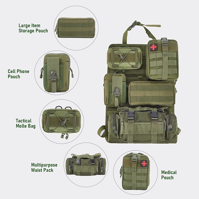 Universal Tactical Seat ​Back Organizer Vehicle Molle Panel Organizer Storage - Image 3
