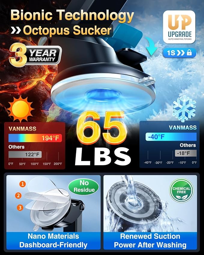 Car Phone Holder VANMASS【2025 Ultimate Military-Grade Upgraded】Suction Cell - Image 3