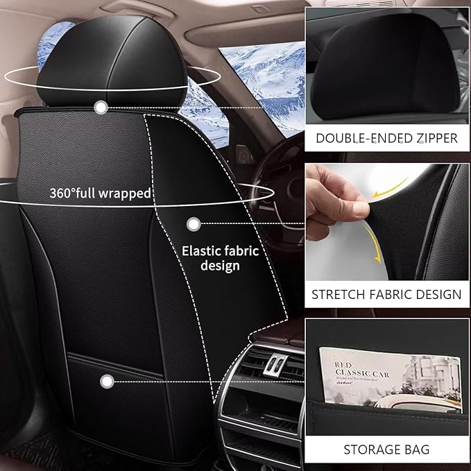 YORKNEIC Fit for Hyundai Kona Seat Covers 2018-2025: Leather Waterproof Car - Image 5