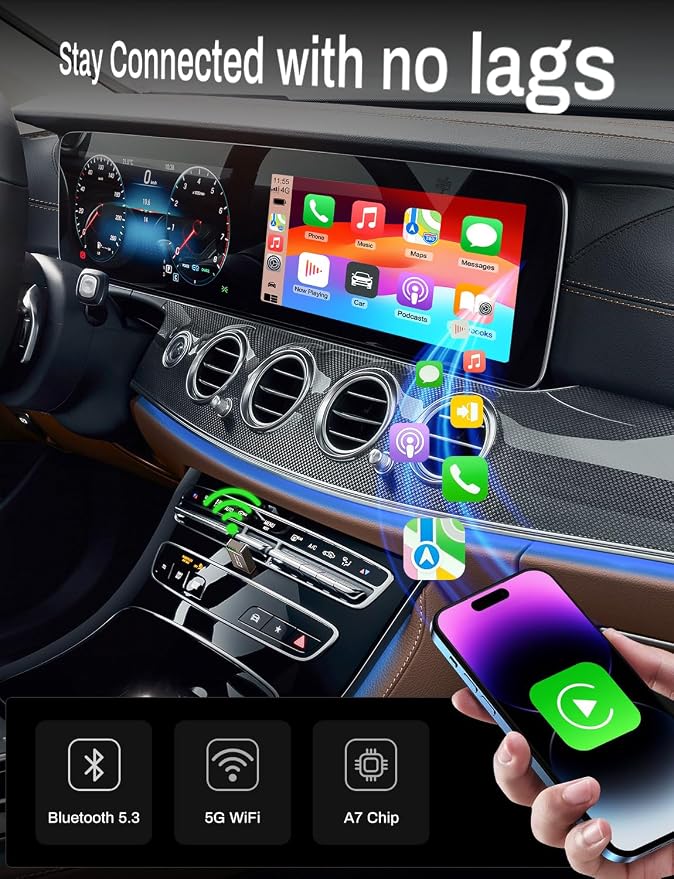 2-in-1 Wireless CarPlay Adapter Support Apple CarPlay & Android Auto, Mini - Image 5