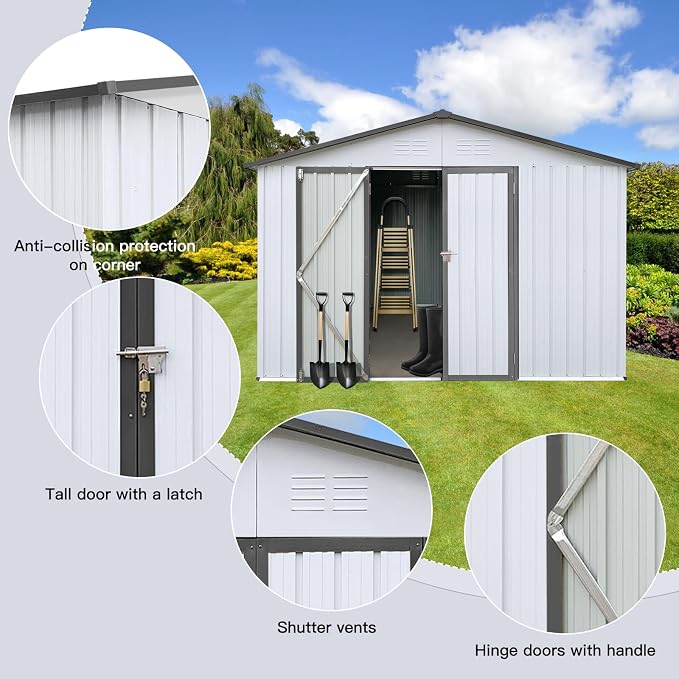 12 x 10 FT Metal Garden Shed, Outdoor Storage Shed - Image 3