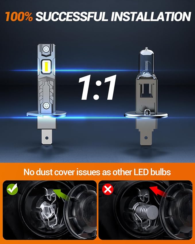 SEALIGHT H1 Fog Bulbs, 50000LM Super Brighterness 1:1 Mini Size, 6500K Cool - Image 4