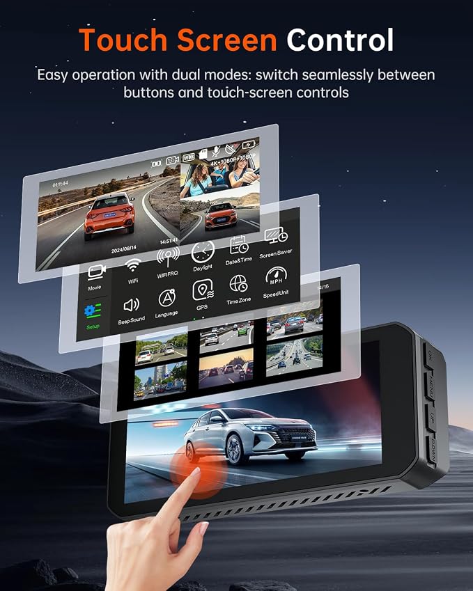 R39 Dash Cam Front and Rear, Dash Cam 3 Channel 5K - Image 2