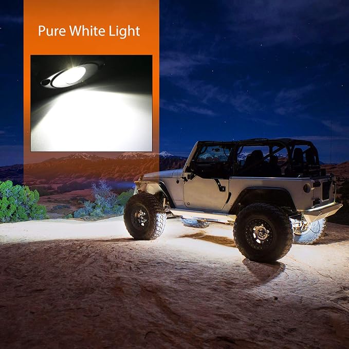 Nilight LED Rock Light 6PCS White Light Pods Waterproof Under Body Wheel Well - Image 7