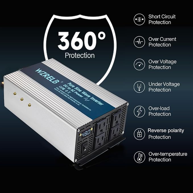 WZRELB 2000W Pure Sine Wave Inverter 48V DC to 110V 120V AC, Car Power Inverter - Image 5