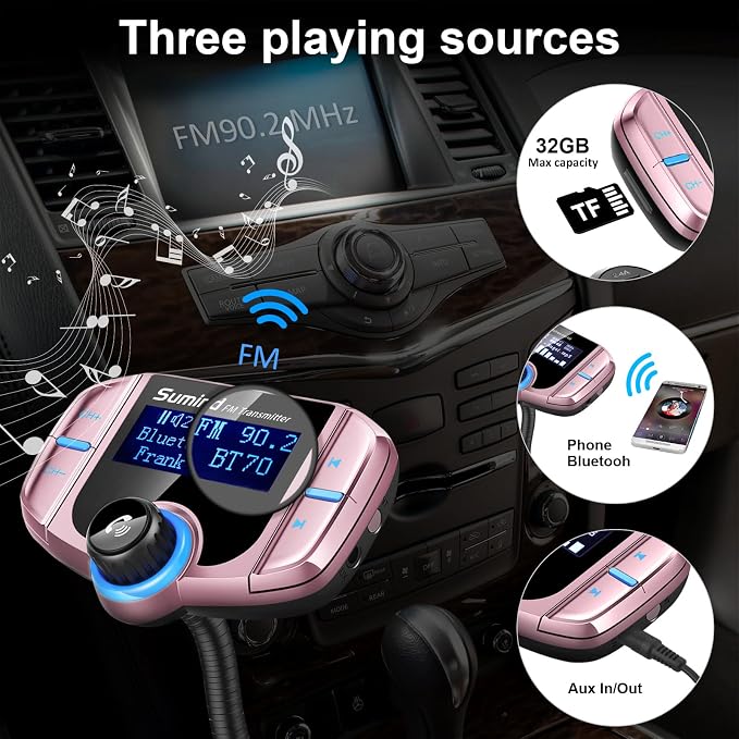 Upgraded Bluetooth FM Transmitter, Wireless Radio Adapter Hands Free Car Kit - Image 5