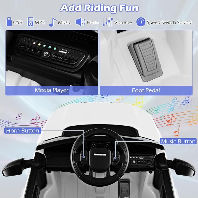 Costzon 12V Kids Ride On Car, Licensed Land Rover Electric Vehicle w/Remote - Image 4