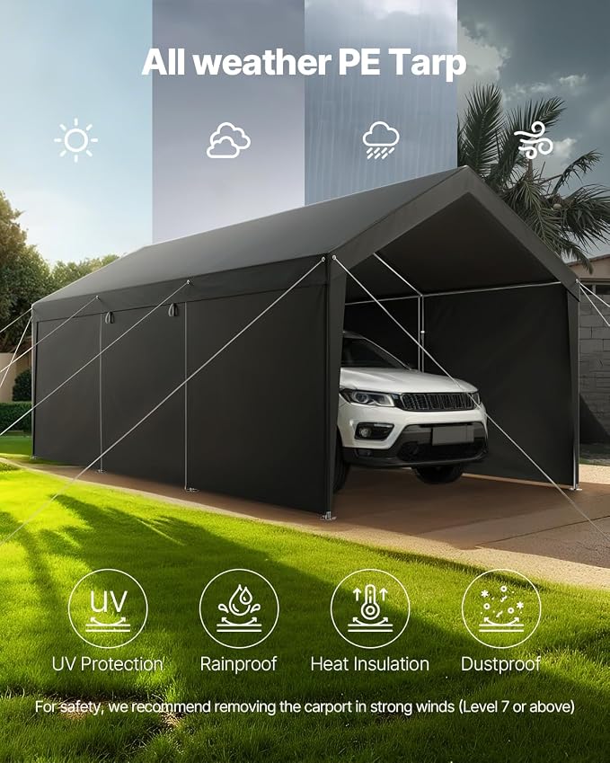 VEVOR Upgraded 10x20 FT Heavy Duty Carport Canopy - Image 7