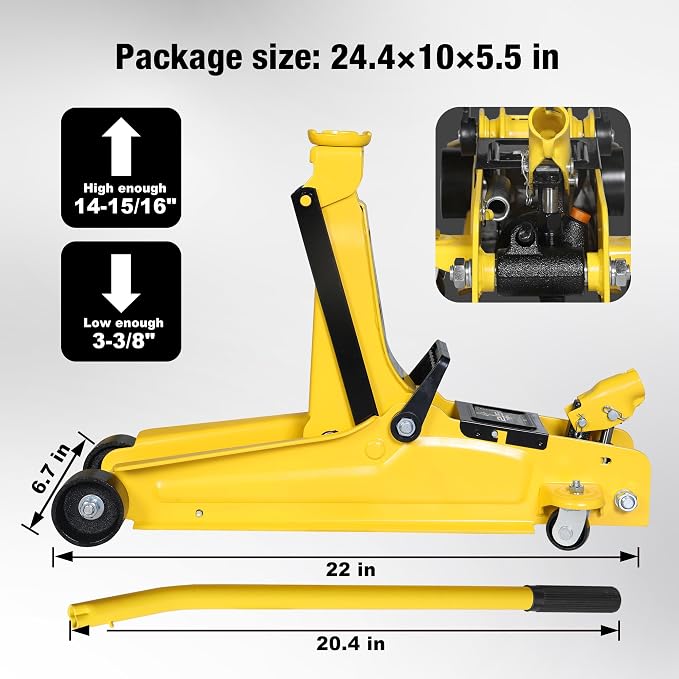YELLOW JACKET 2.5 Ton Trolley Jack Hydraulic Low Profile Floor Jack - Image 6