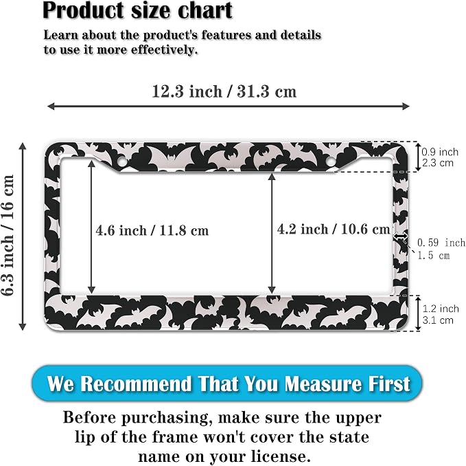 License Plate Cover for Women Black and White License Plate Frames for Men - Image 2