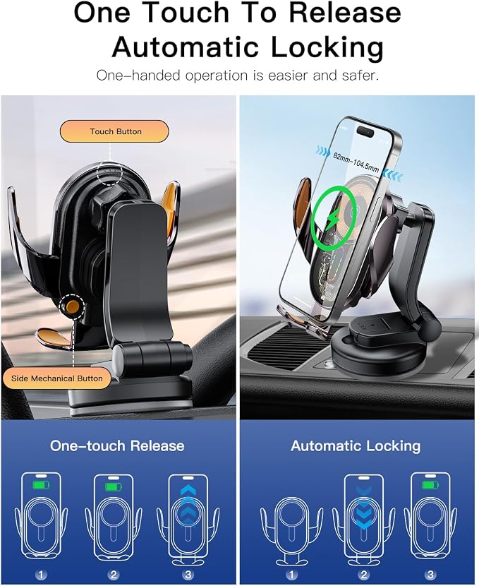 Wireless Car Charger, ESSAGER 15W Fast Charging Car Phone Holder Mount Auto - Image 4