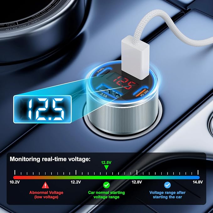 Car Phone Charger for iPhone 16 15, Besgoods USB C Car Charger Adapter 4 Ports - Image 4