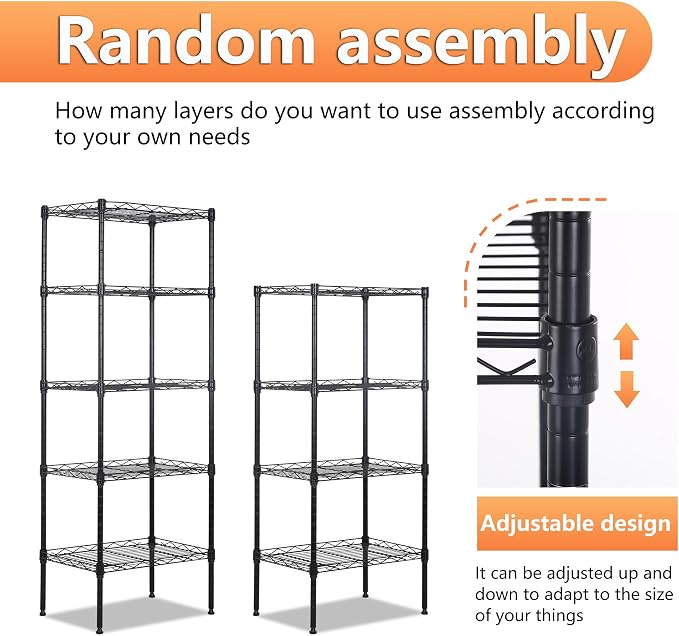 BestOffice 5 Tier Garage Shelving Heavy Duty Metal Shelves 17”D x 12”W x 48”H - Image 6