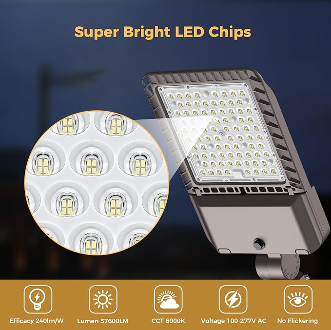 240W LED Parking Lot Lights Commercial Area Oudoor Lighting Dusk to Dawn LED - Image 2