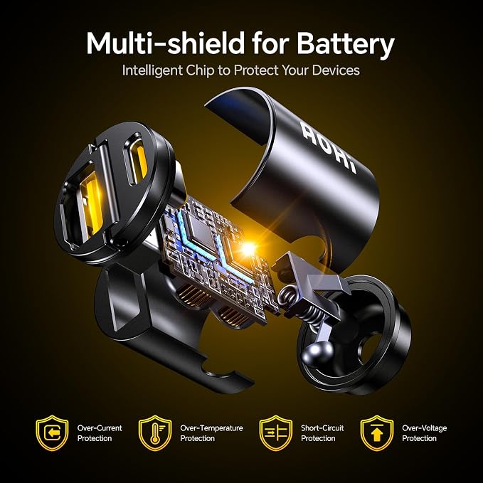 AOHI USB C Car Charger, PD 45W&QC 30W 2 Port Type-C Fast Charging Car Charger - Image 9