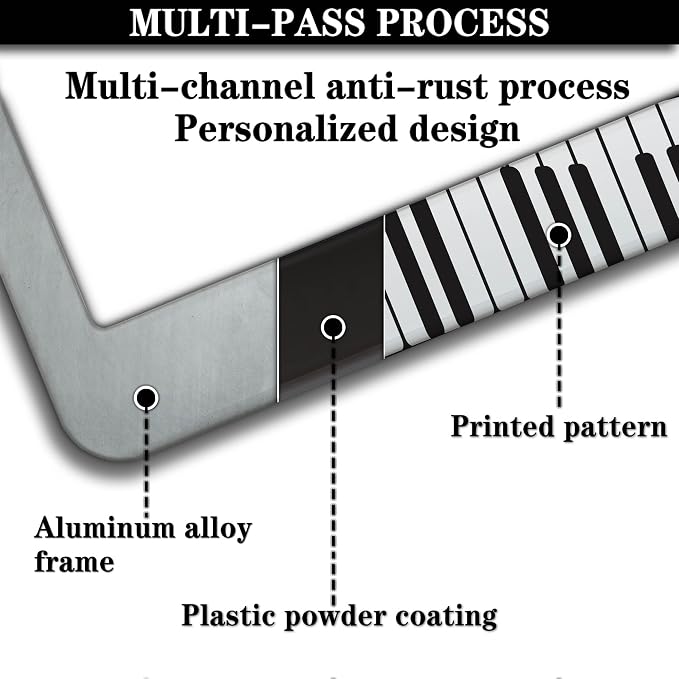License Plate Bracket Black and White License Plate Frames Beautiful Piano Keys - Image 5