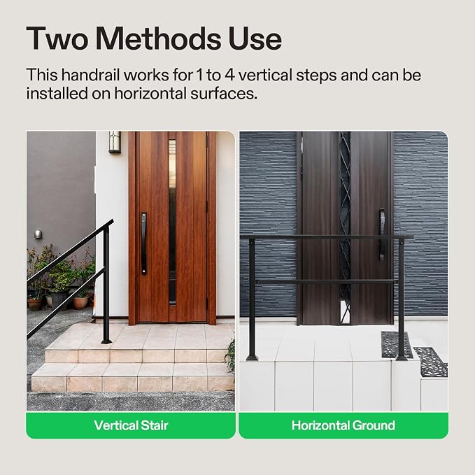 VIVOSUN Outdoor Handrail, 4 Step Stair Handrail, Wrought Mattle Iron Handrail - Image 7