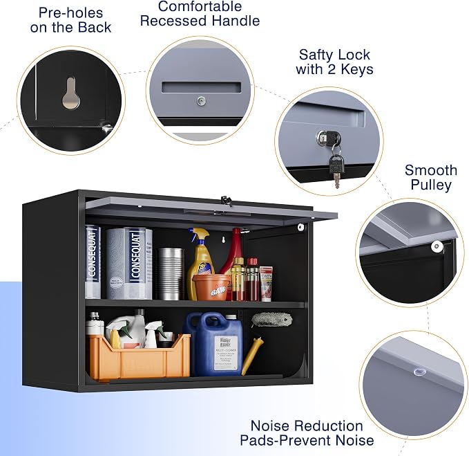 Yizosh Metal Wall Cabinet with Doors and Shelves, Wall Mounted Storage Cabinet - Image 7