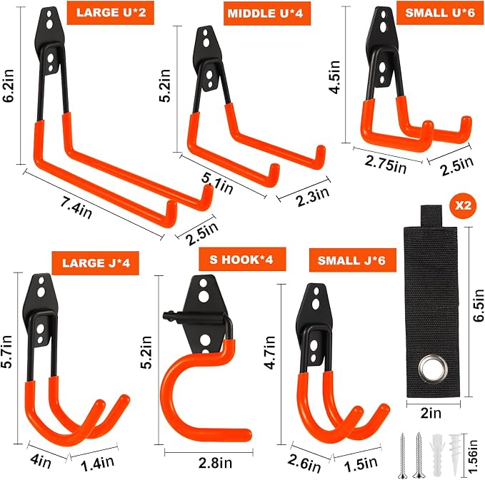 Garage Hook Heavy Duty Wall Storage Hangers, 28 Pack Garage Storage Hooks Steel - Image 2