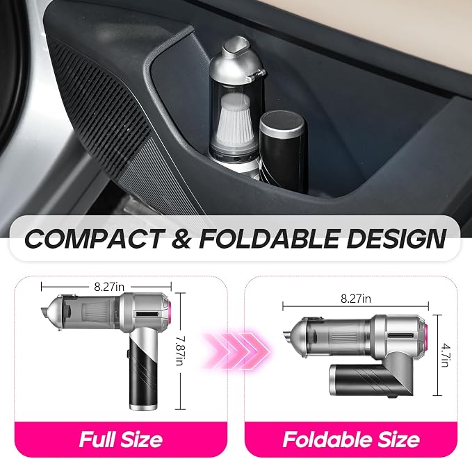 PeroBuno Car Vacuum Portable Cordless, 18000PA Suction, 3-in-1 Foldable - Image 8