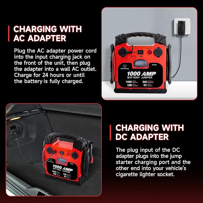 Car Battery Jump Starter with Air Compressor Portable Tire Inflator, 260PSI - Image 6