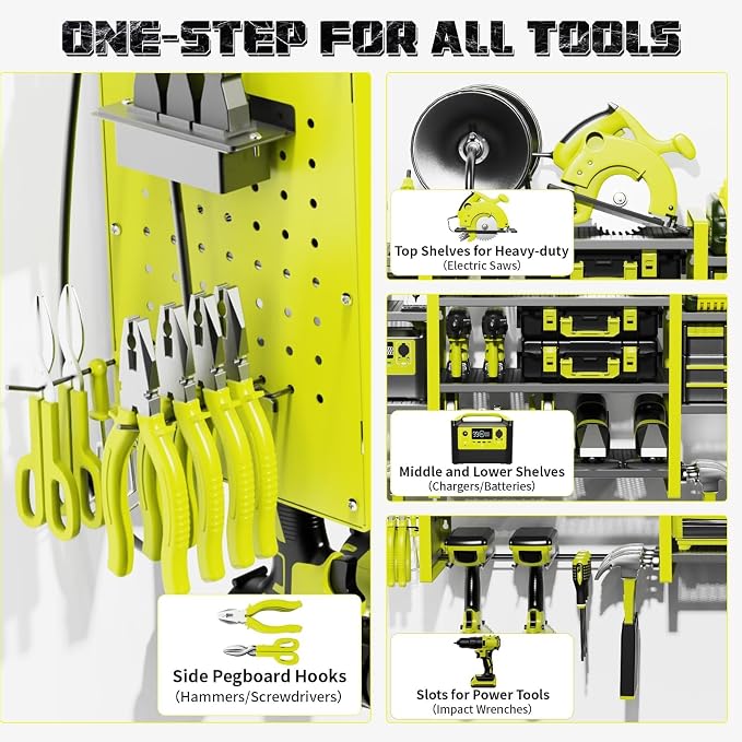 Power Tool Organizer with Charging Station Wall Mount, 3 Layer Expanded Heavy - Image 7