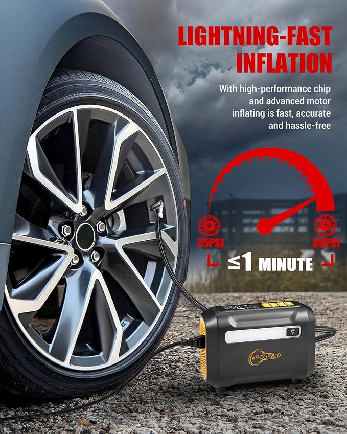 R8 Tire Inflator Portable Air Compressor, DC 12V Portable Air Compressor - Image 2