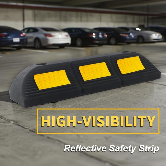 Parking Stopper for Garage Floor, Heavy Duty Rubber Car Wheel Curb Stoppers - Image 4