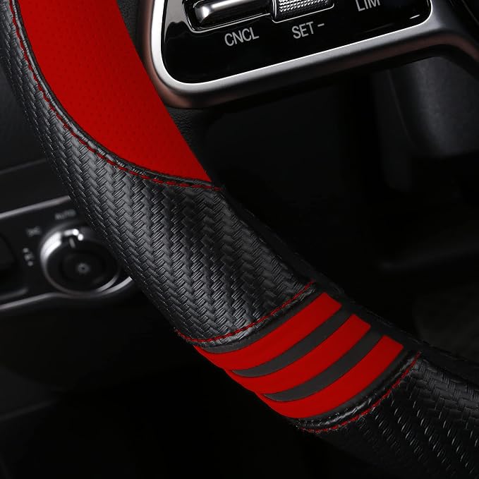 Car Steering Wheel Covers for Women Girl Padded Carbon Fiber PU Leather Cute - Image 4