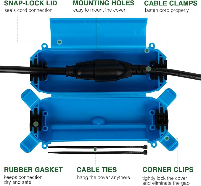 Flemoon Outdoor Extension Cord Cover, IP44 Waterproof Box and Safety Housing - Image 2