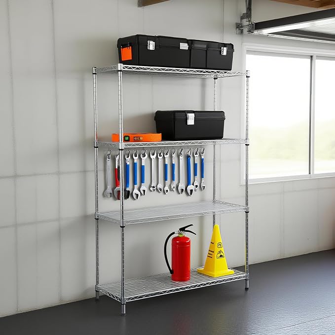 Heavy-Duty 4 Tiers Chrome Steel Wire Shelving NSF Certified. Adjustable Storage - Image 5