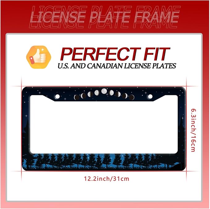 Moon Phase Forest Night License Plate Frame Moon License Plate Frames Stainless - Image 7