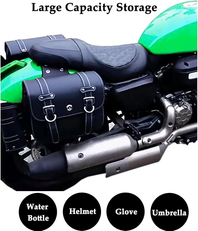 Motorcycle Saddlebags, Scooter Powersports Faux Leather Saddle Bags Motorcycles - Image 6